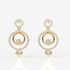 Aurelle Moissanite Diamond Studded 14k Gold Earrings