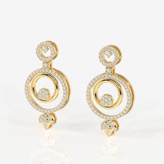 Aurelle Moissanite Diamond Studded 18k Gold Earrings