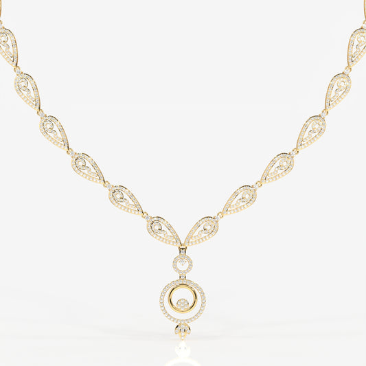 Aurelle Moissanite Diamond Studded 18k Gold Necklace