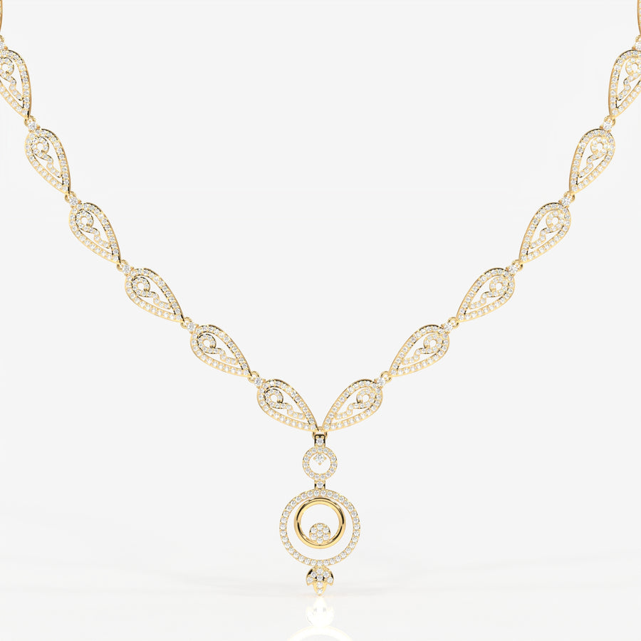 Aurelle Moissanite Diamond Studded 9k Gold Necklace