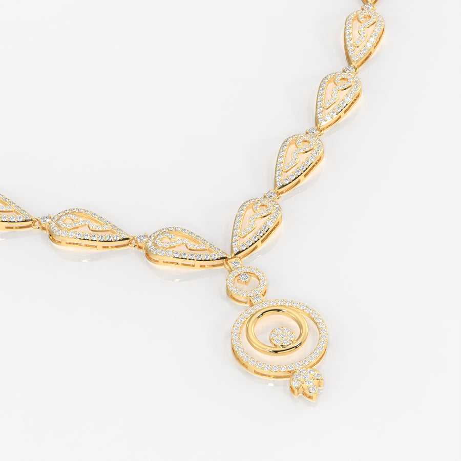 Aurelle Moissanite Diamond Studded 9k Gold Necklace