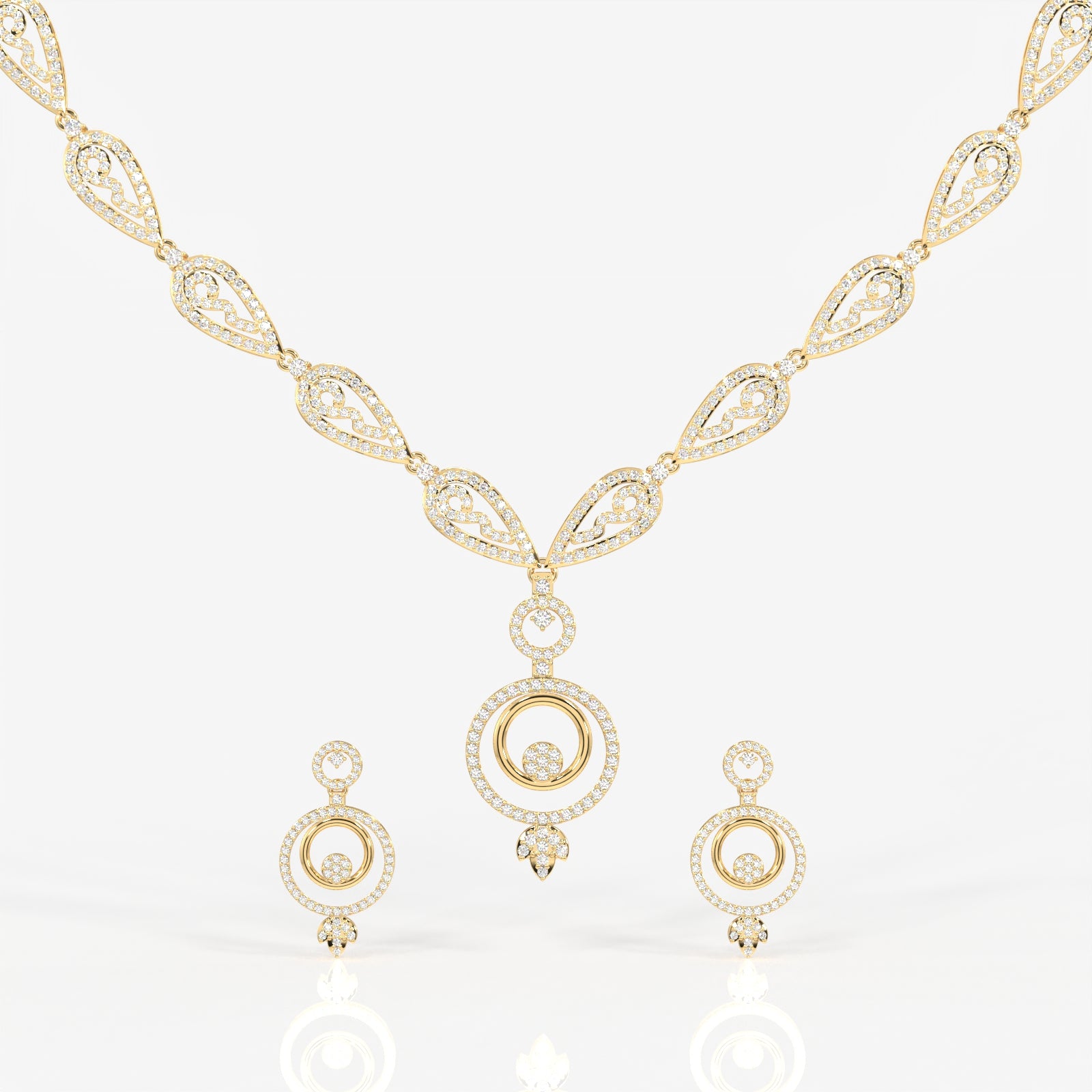Aurelle Moissanite Diamond Studded 9k Gold Necklace