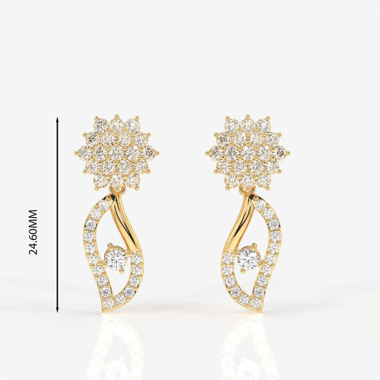 Elara Moissanite Diamond Designer 18k Gold Earrings