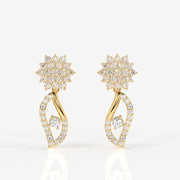 Elara Moissanite Diamond Designer 18k Gold Earrings