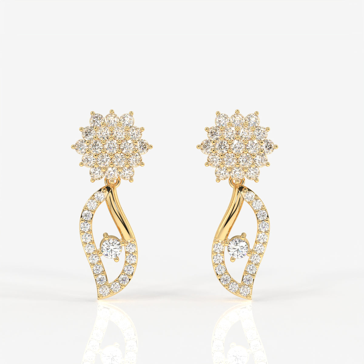 Elara Moissanite Diamond Designer 18k Gold Earrings