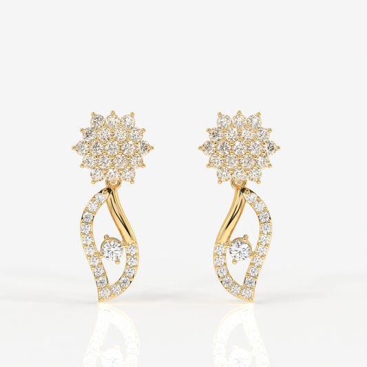 Elara Moissanite Diamond Designer 18k Gold Earrings