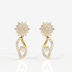 Elara Moissanite Diamond Designer 18k Gold Earrings