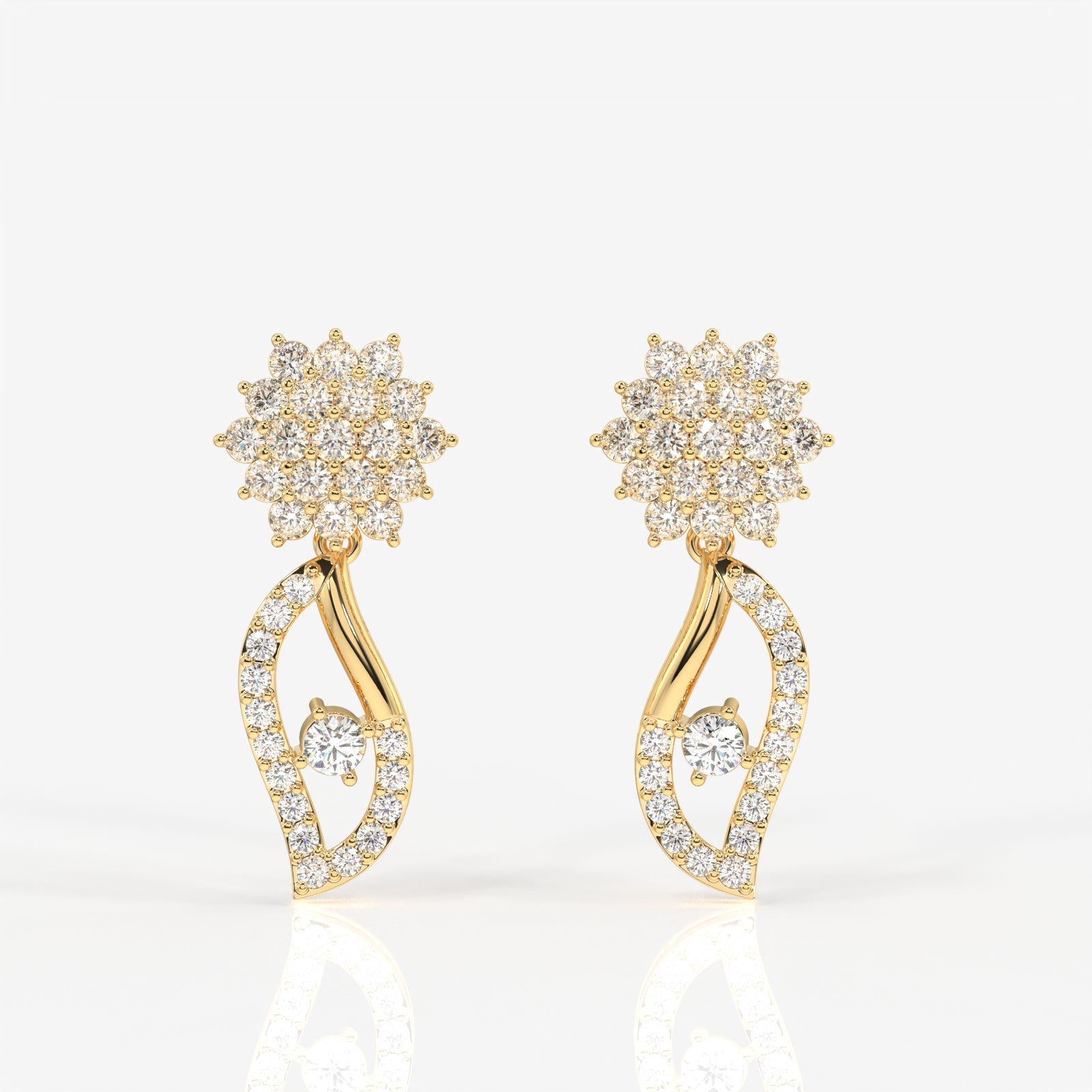 Elara Moissanite Diamond Designer Sterling Silver Earrings