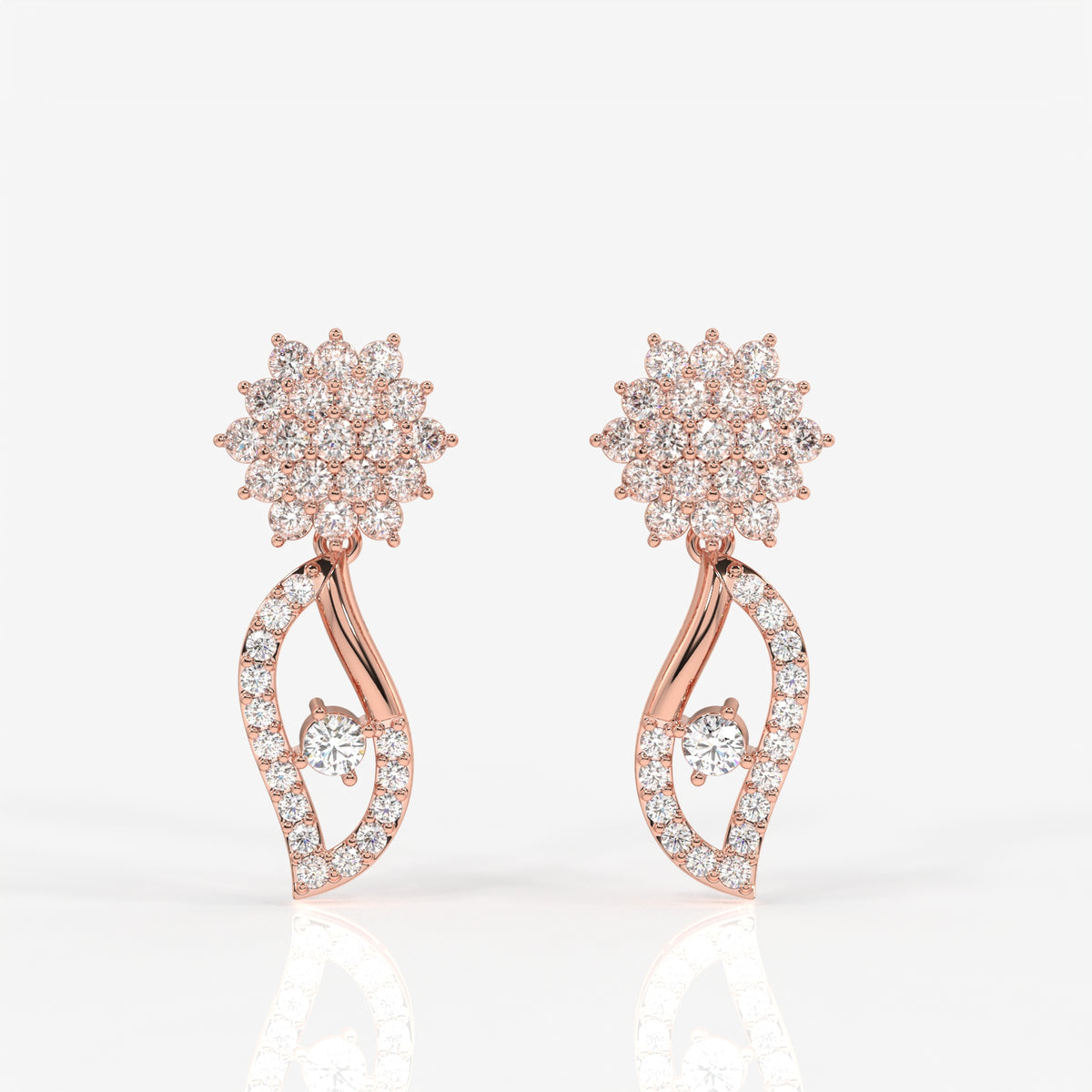 Elara Moissanite Diamond Designer 18k Gold Earrings