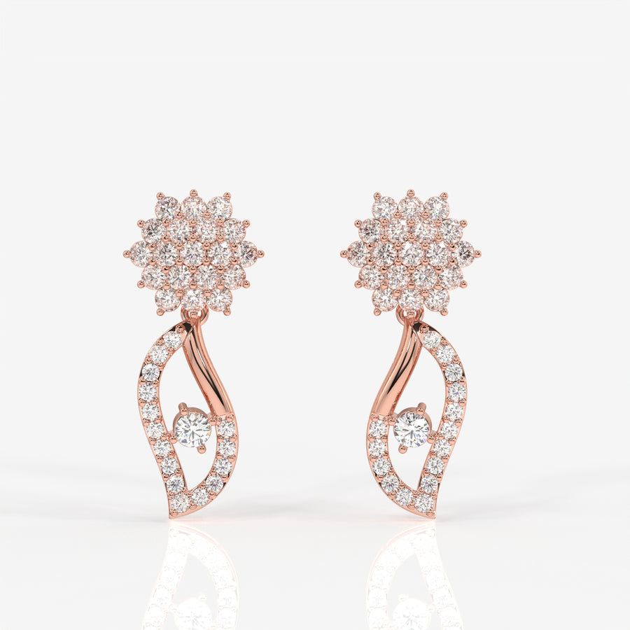 Elara Moissanite Diamond Designer 18k Gold Earrings