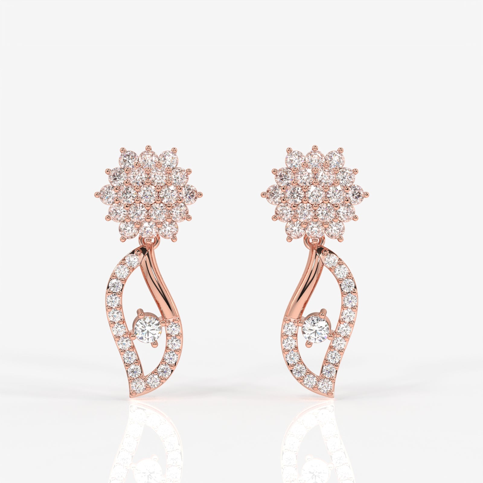 Elara Moissanite Diamond Designer 9k Gold Earrings
