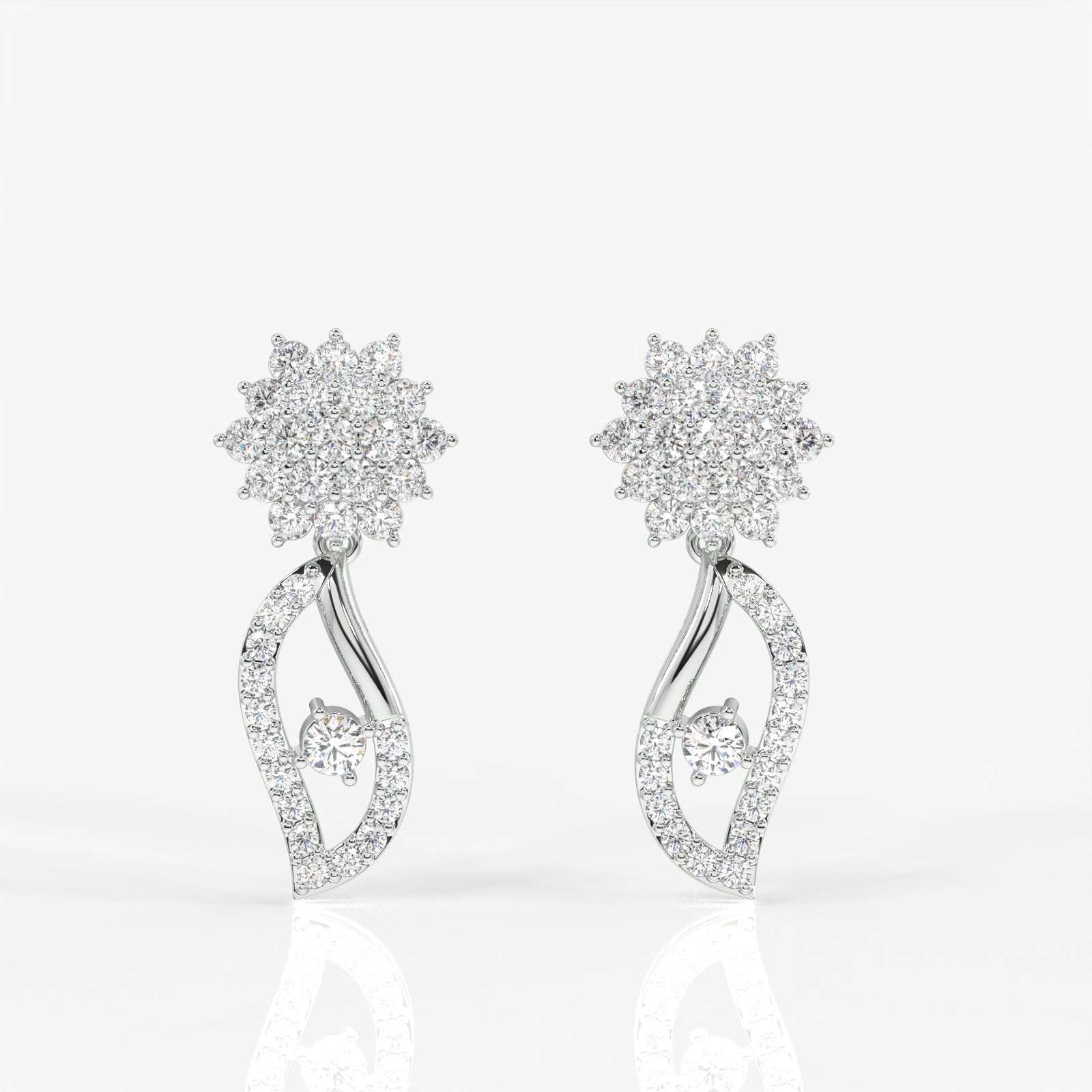 Elara Moissanite Diamond Designer 18k Gold Earrings