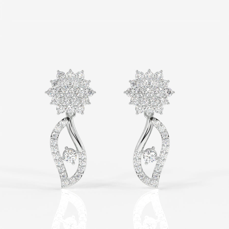 Elara Moissanite Diamond Designer 18k Gold Earrings