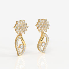 Elara Moissanite Diamond Designer 18k Gold Earrings