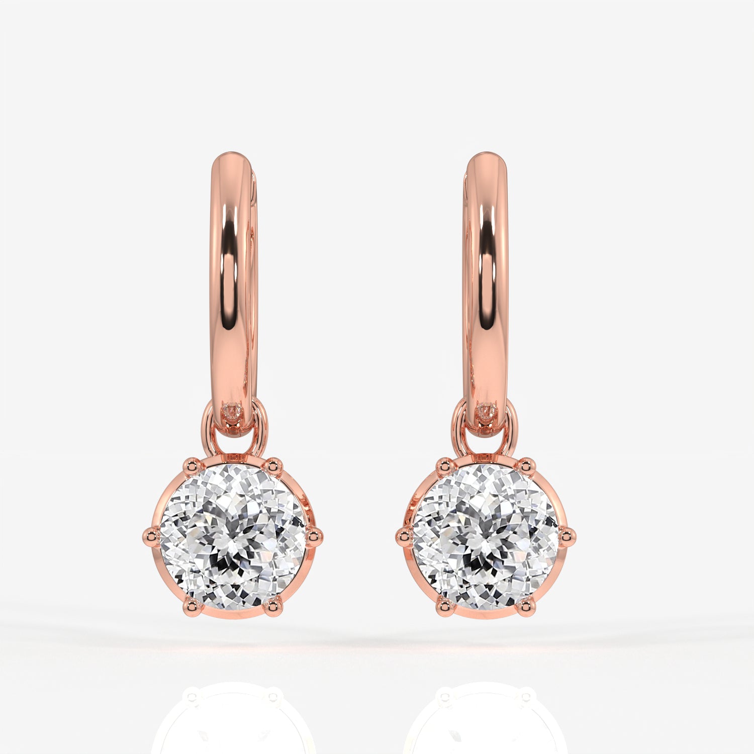 Portuguese Cut Lab Grown Diamond Dangle 14K Gold Earrings