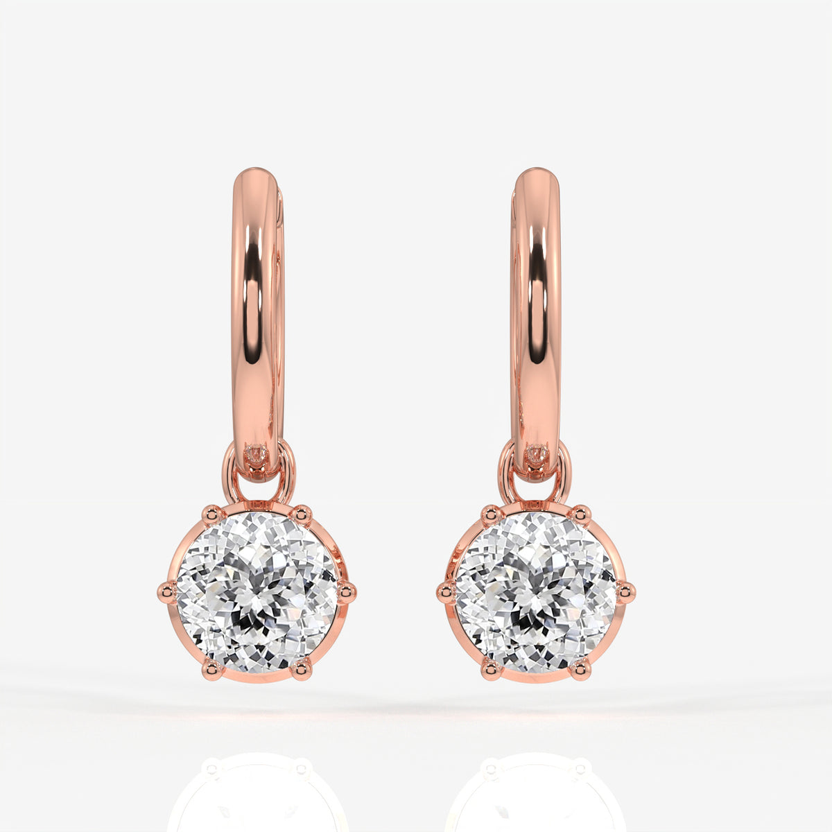 Portuguese Cut Moissanite Diamond Dangle 18K Gold Earrings