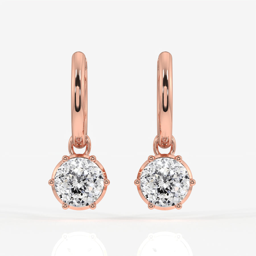 Portuguese Cut Moissanite Diamond Dangle 18K Gold Earrings
