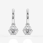Portuguese Cut Lab Grown Diamond Dangle 14K Gold Earrings