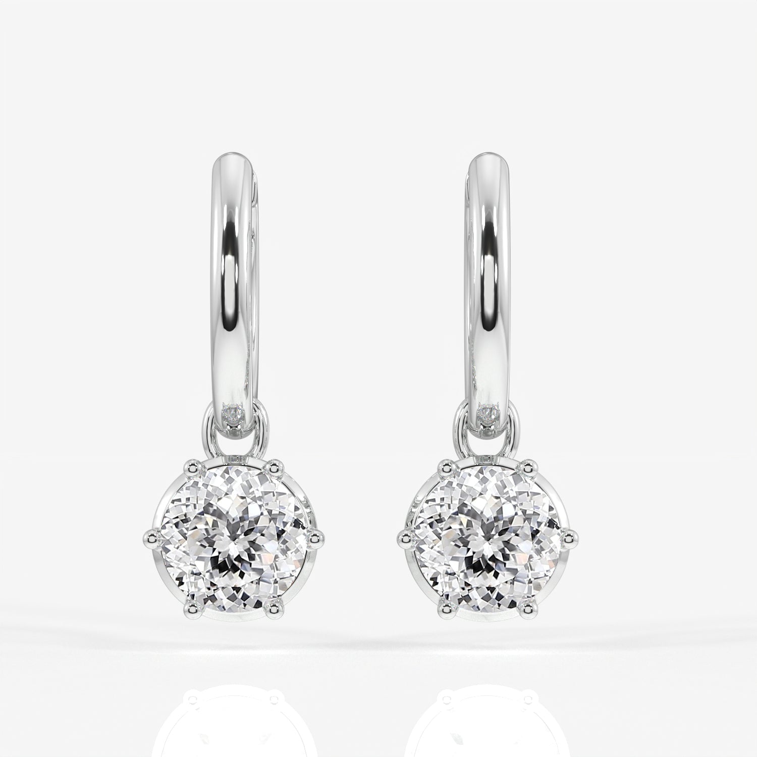Portuguese Cut Lab Grown Diamond Dangle 14K Gold Earrings