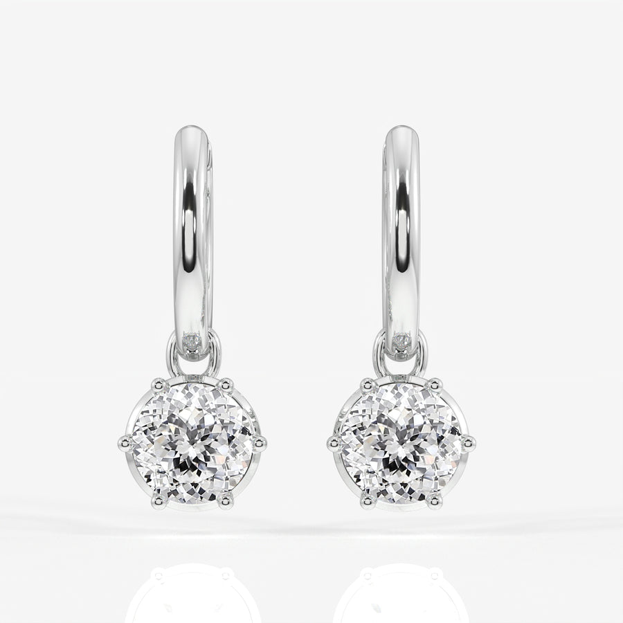 Portuguese Cut Lab Grown Diamond Dangle 14K Gold Earrings