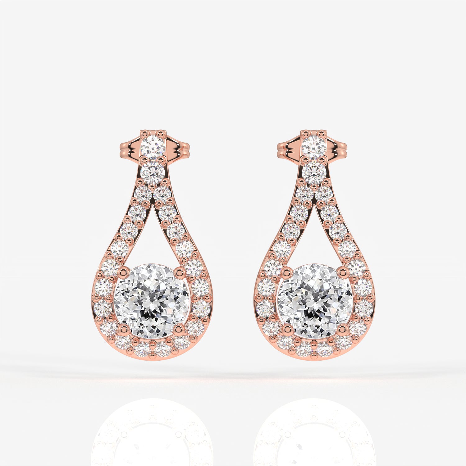 Portuguese Cut Moissanite Diamond Drop Sterling Silver Earrings