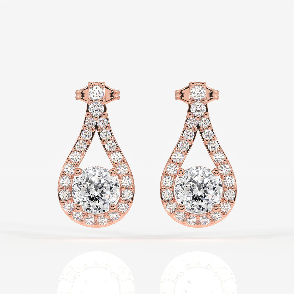 Portuguese Cut Moissanite Diamond Drop 18K Gold Earrings