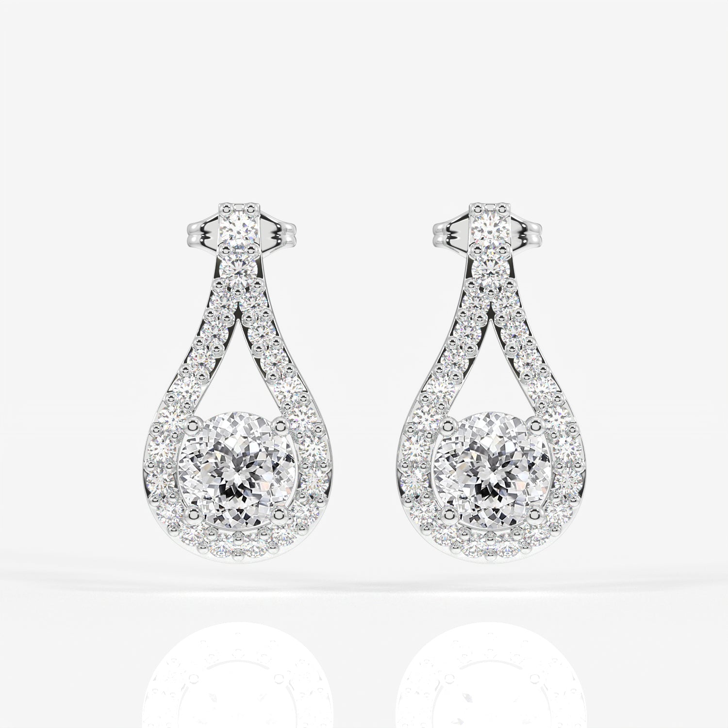 Portuguese Cut Lab Grown Diamond Drop 14K Gold Earrings