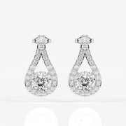 Portuguese Cut Moissanite Diamond Drop 18K Gold Earrings