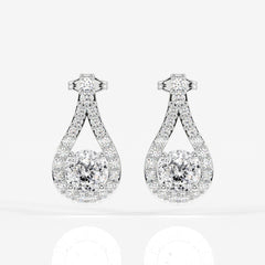 Portuguese Cut Moissanite Diamond Drop 18K Gold Earrings