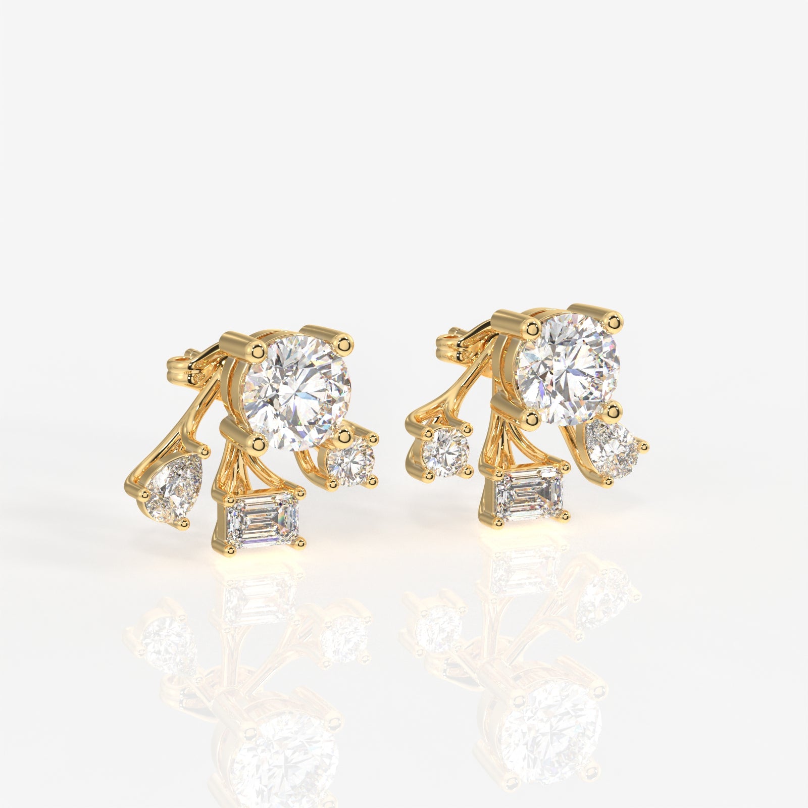 Radiant Star Moissanite Stud Sterling Silver Earrings