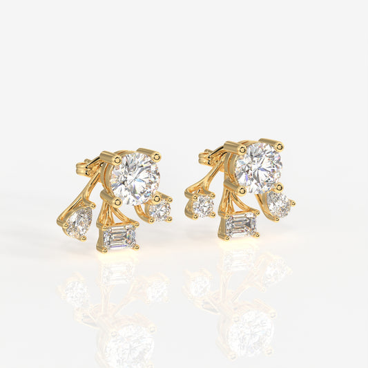 Radiant Star Moissanite Stud 14k Gold Earrings