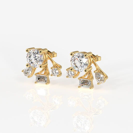 Radiant Star Moissanite Stud 18k Gold Earrings