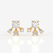 Radiant Star Moissanite Stud Sterling Silver Earrings
