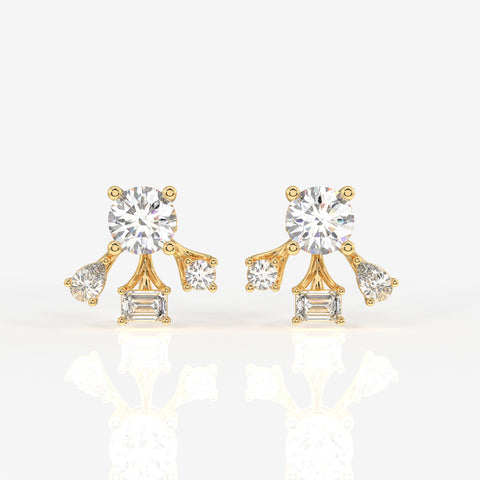Radiant Star Moissanite Stud 14k Gold Earrings