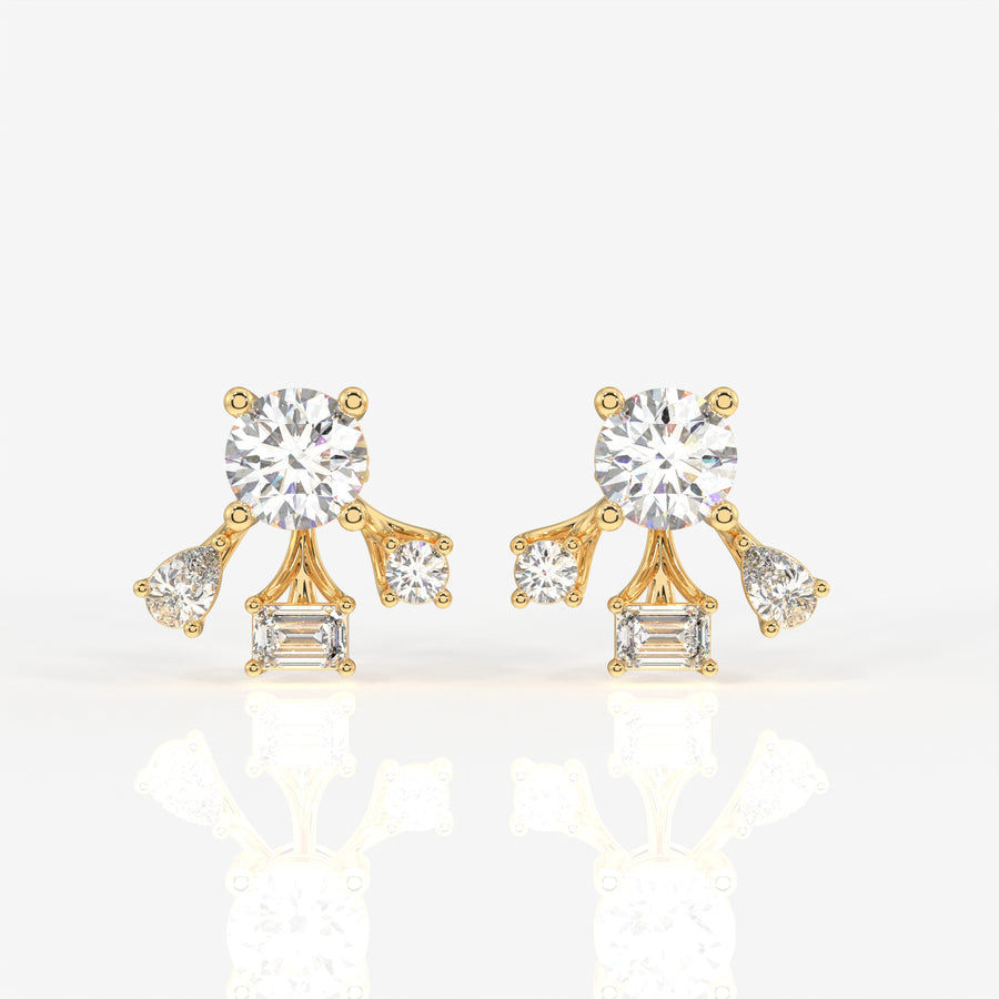 Radiant Star Moissanite Stud Sterling Silver Earrings