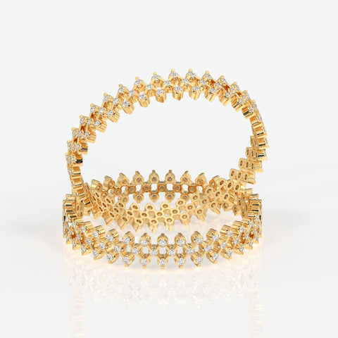 Round Cut Lab Grown Diamond 9K Gold Bangle
