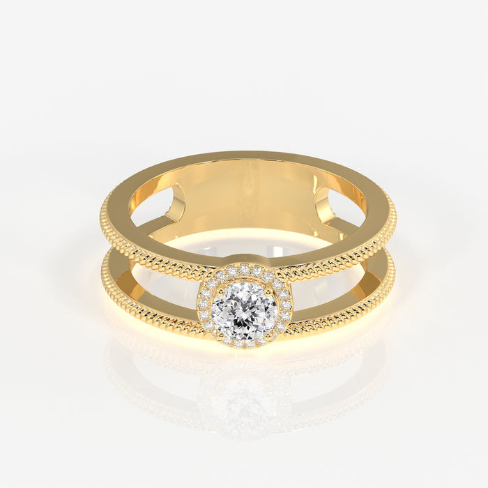 Regal Crown Portuguese Cut Moissanite Diamond Men's 18K Gold Ring