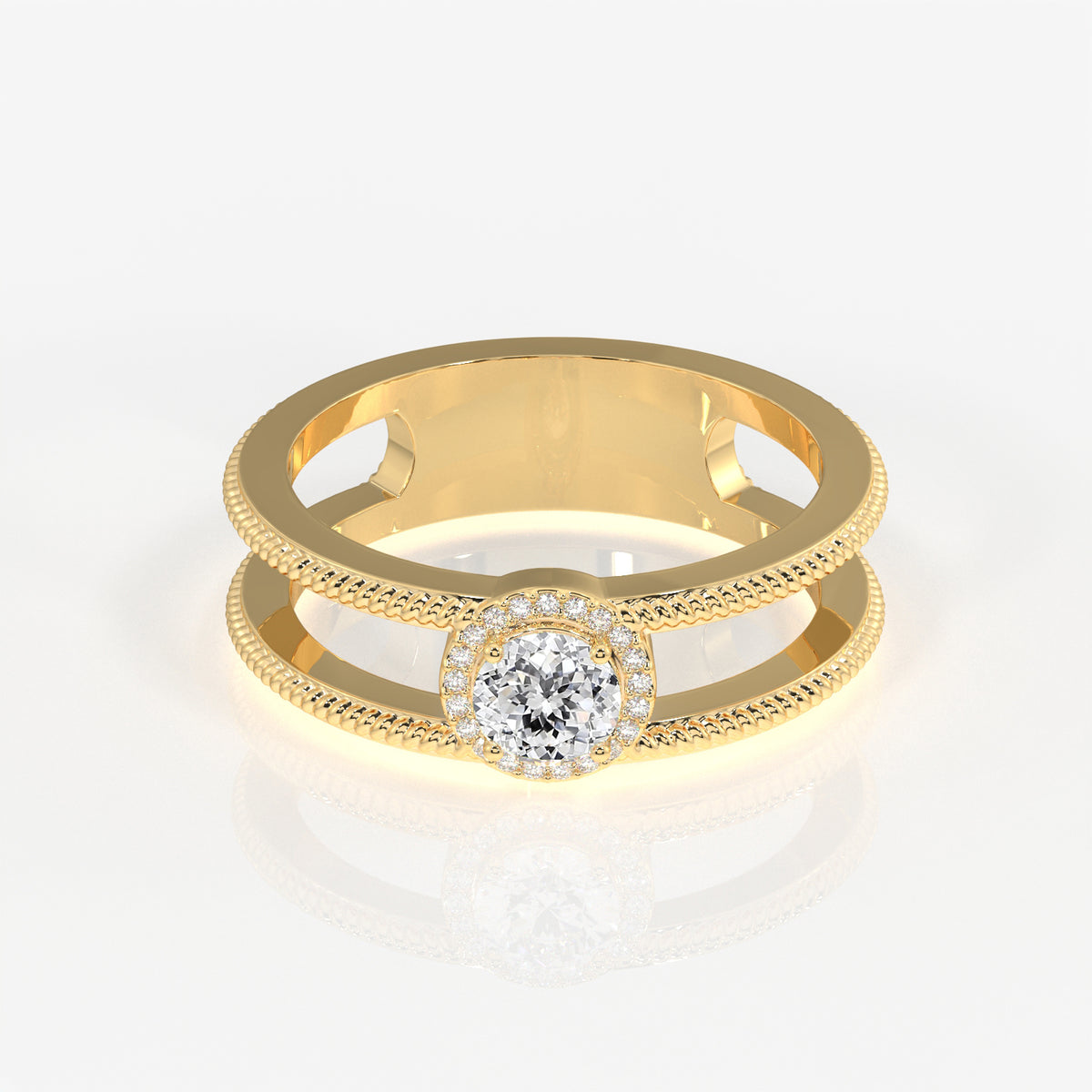 Regal Crown Portuguese Cut Lab Grown Diamond Men's 14K Yellow Gold Ring