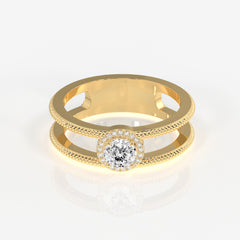 Regal Crown Portuguese Cut Lab Grown Diamond Men's 14K Yellow Gold Ring