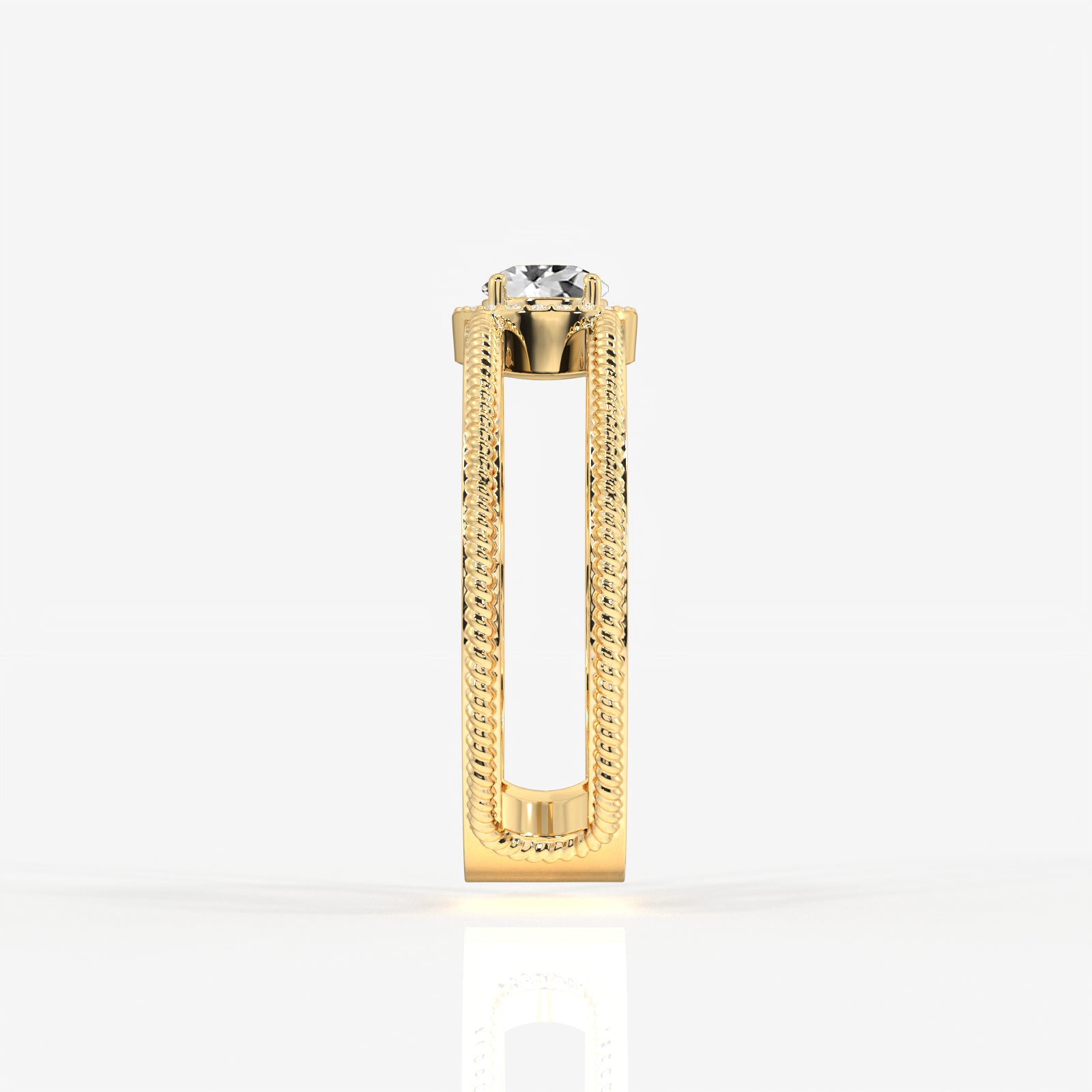 Regal Crown Portuguese Cut Lab Grown Diamond Men's 9K Yellow Gold Ring
