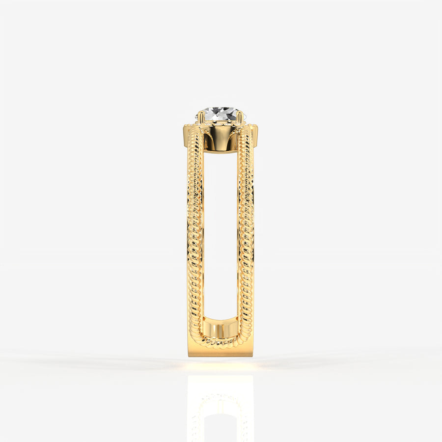 Regal Crown Portuguese Cut Lab Grown Diamond Men's 9K Yellow Gold Ring