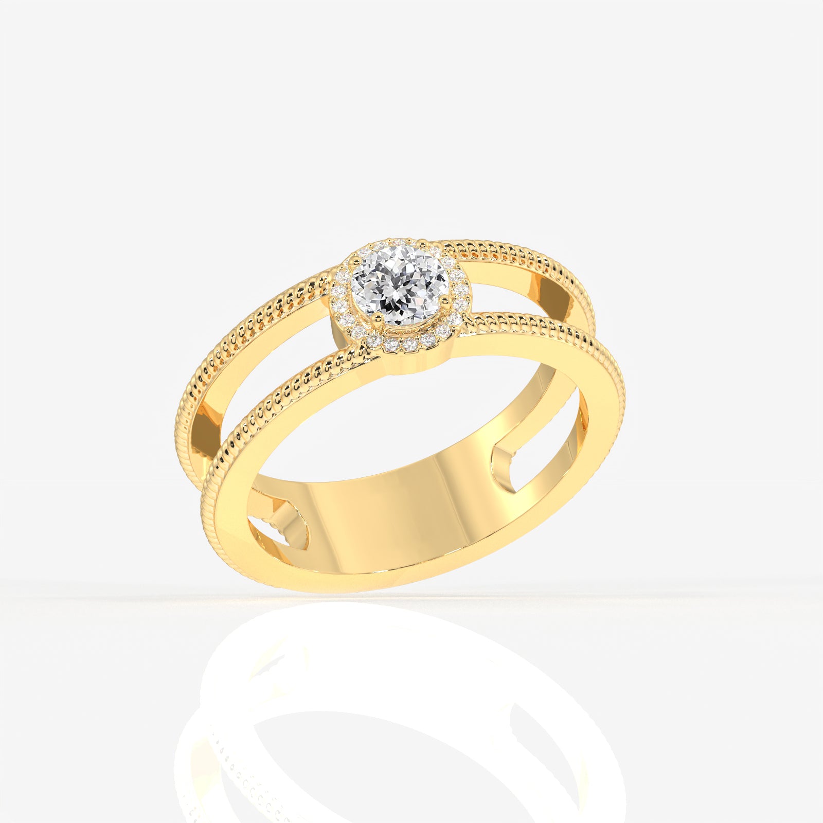 Regal Crown Portuguese Cut Lab Grown Diamond Men's 9K Yellow Gold Ring
