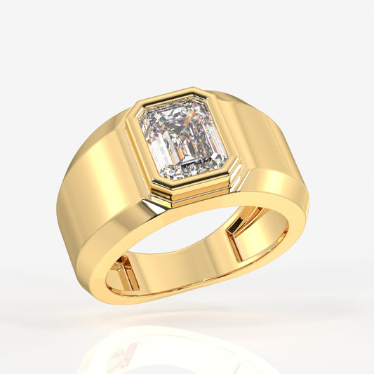 Emerald Cut Moissanite Diamond Men's Sterling Silver Ring