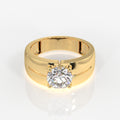 Round Lab Grown Diamond, Simple Classic Men's 14k Gold Ring