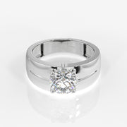 Round Lab Grown Diamond, Simple Classic Men's 14k Gold Ring