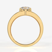 Round Lab Grown Diamond, Simple Classic Men's 14k Gold Ring