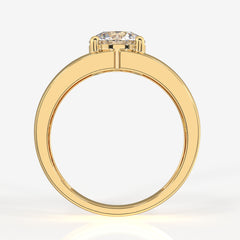 Round Lab Grown Diamond, Simple Classic Men's 14k Gold Ring