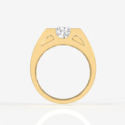 Portuguese Cut Lab Grown Diamond Men's 14K Yellow Gold Ring