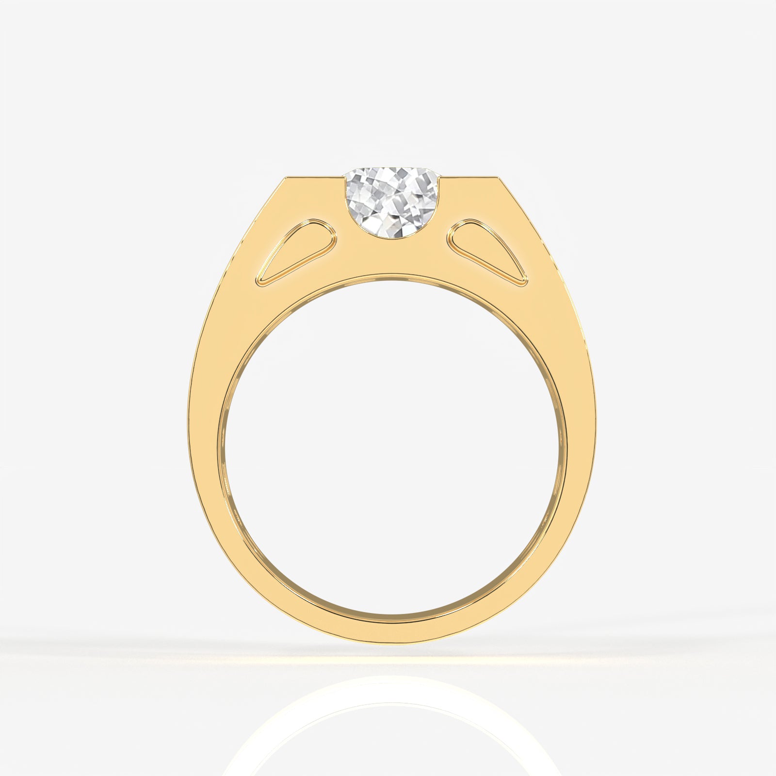 Portuguese Cut Lab Grown Diamond Men's 14K Yellow Gold Ring