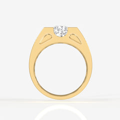 Portuguese Cut Lab Grown Diamond Men's 14K Yellow Gold Ring